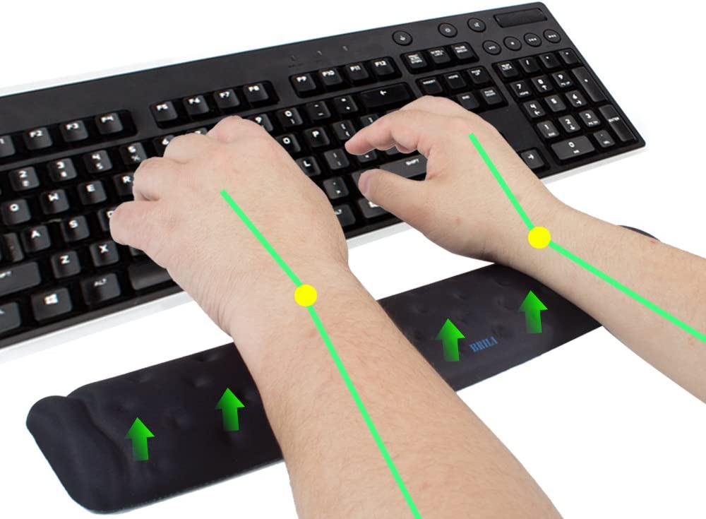 BRILA Memory Foam Mouse & Keyboard Wrist Rest Support Pad Cushion Set for Computer, Laptop, Office Work, PC Gaming - Massage Holes Design - Easy Typing Wrist Pain Relief
