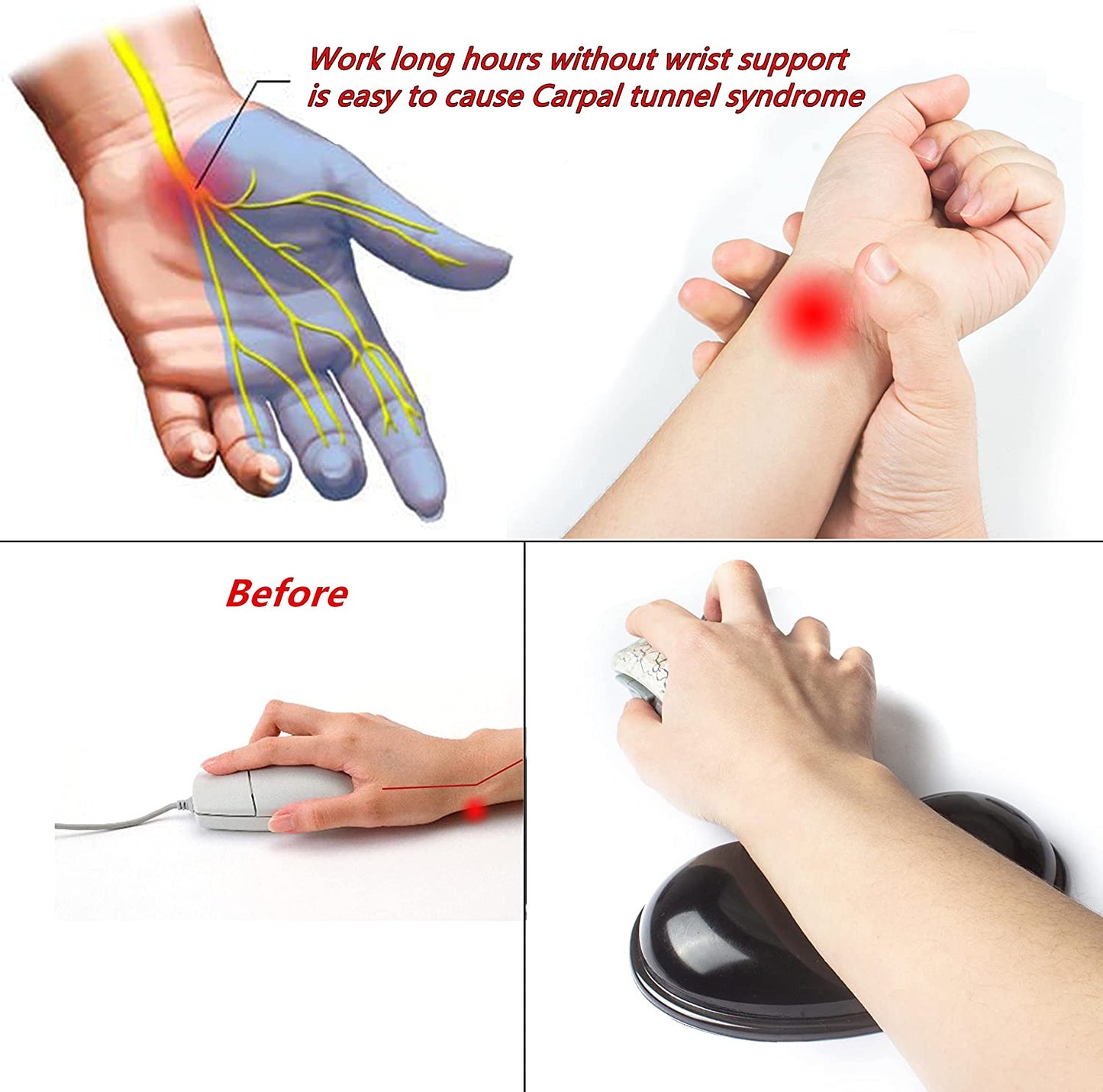 BRILA Ergonomic Silicone Mouse Wrist Rest, Cooling Silica Gel Mouse Wrist Support Pad for Office Work and Laptop Computer Gaming