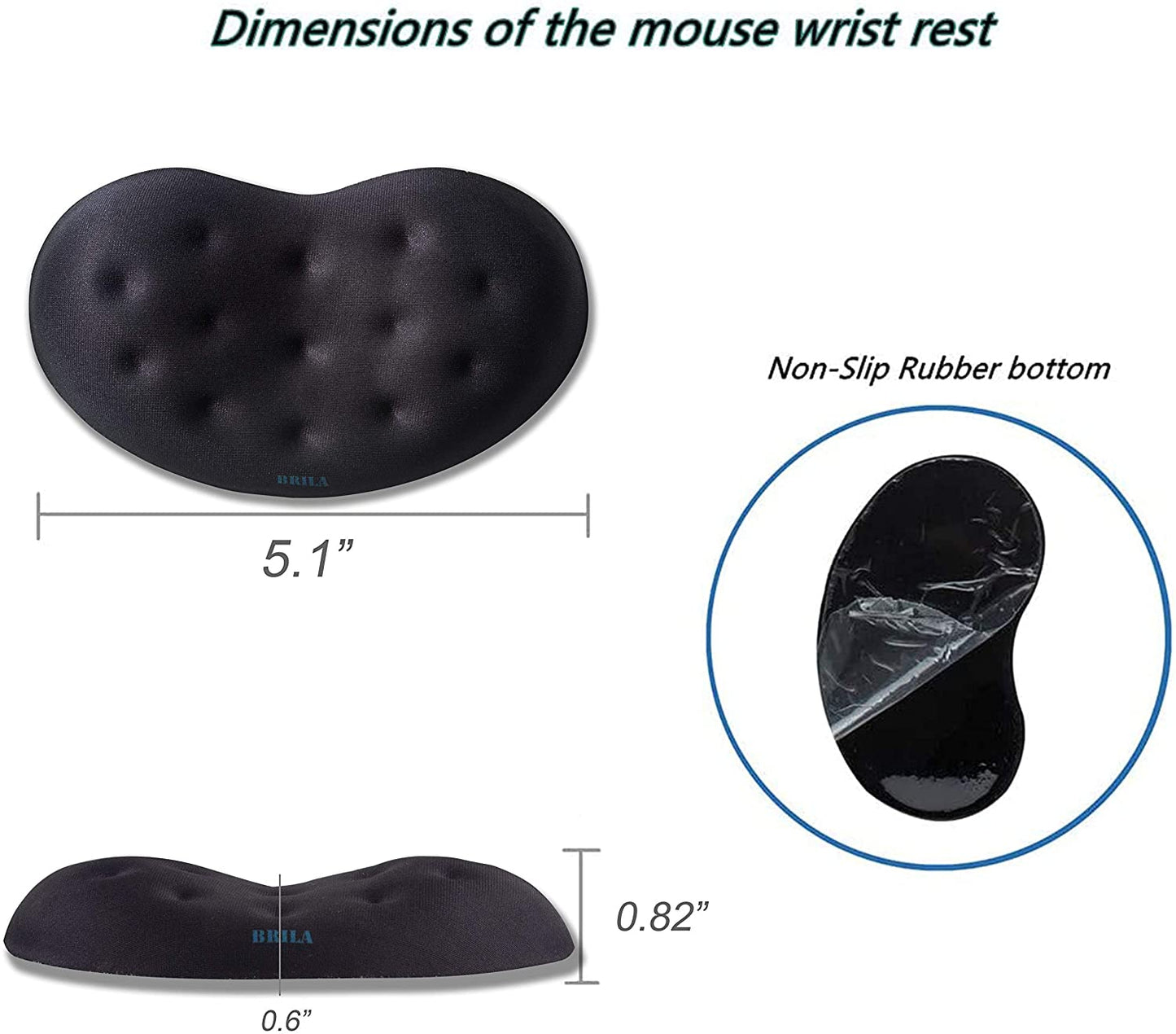 BRILA Ergonomic Memory Foam Mouse Wrist Rest Support Pad Cushion for Computer, Laptop, Office Work, PC Gaming - Massage Holes Design - Wrist Pain Relief