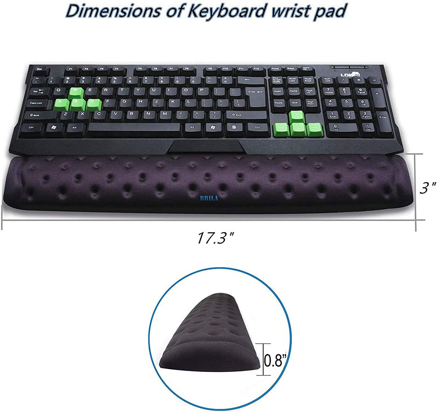 BRILA Memory Foam Mouse & Keyboard Wrist Rest Support Pad Cushion Set for Computer, Laptop, Office Work, PC Gaming - Massage Holes Design - Easy Typing Wrist Pain Relief