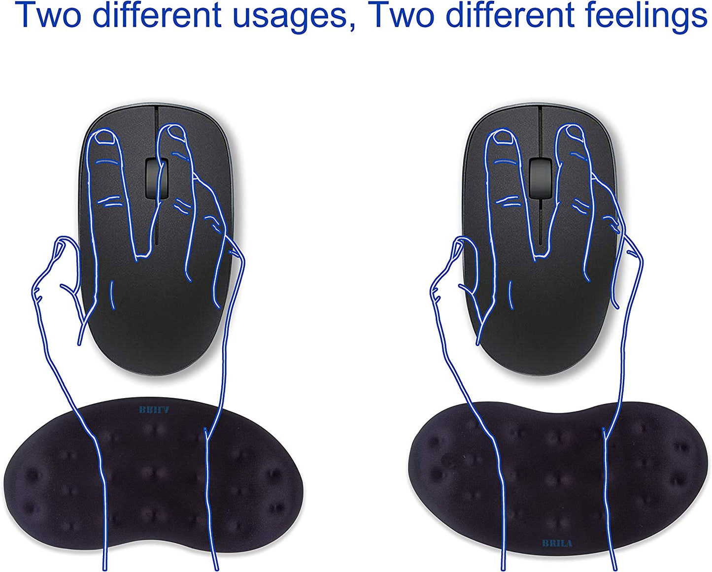BRILA Upgraded Ergonomic Memory Foam Mouse Wrist Rest Support Pad Cushion for Computer, Laptop, Office Work, PC Gaming - Massage Holes Design Wrist Pain Relief