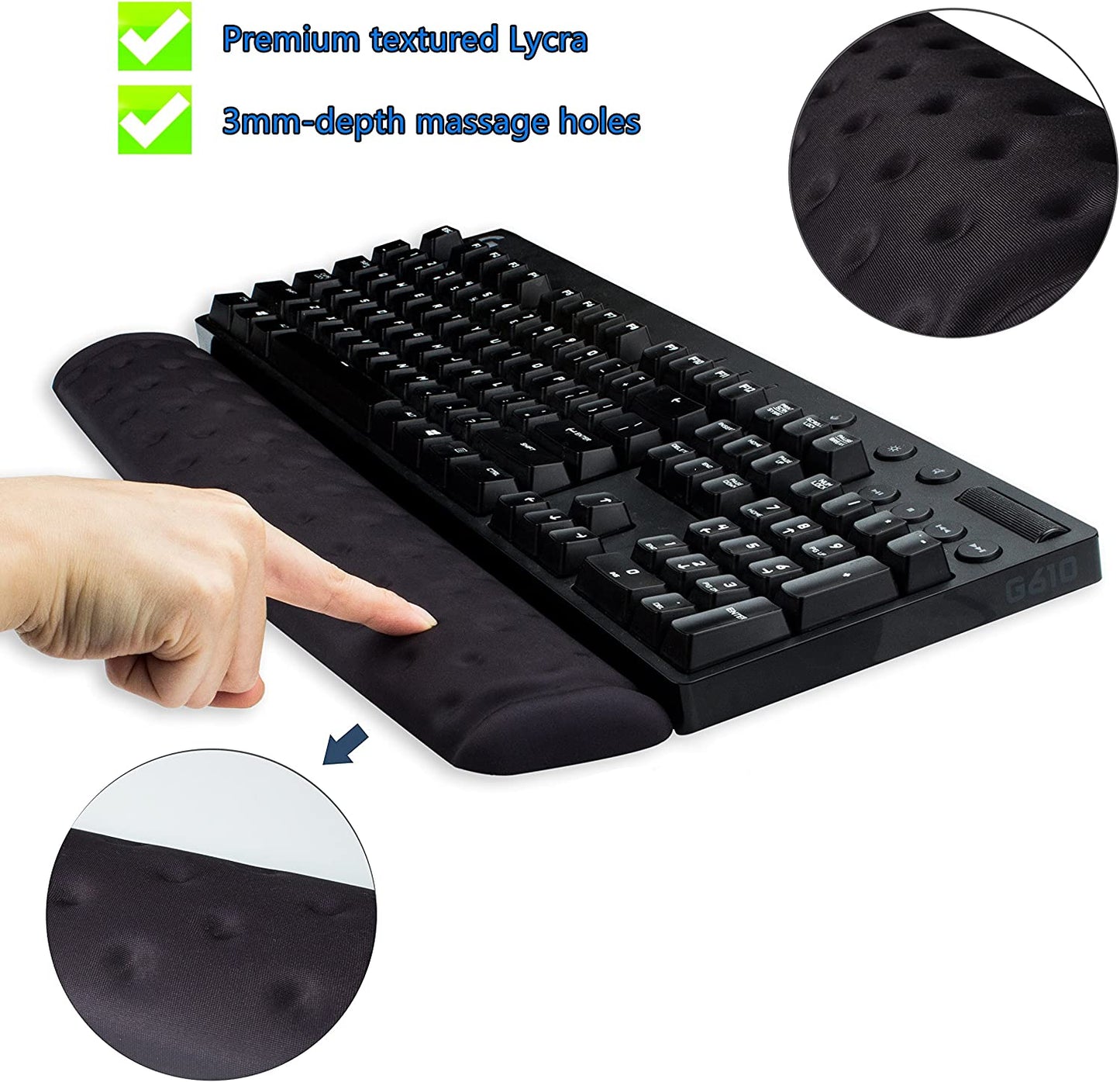 BRILA Memory Foam Mouse & Keyboard Wrist Rest Support Pad Cushion Set for Computer, Laptop, Office Work, PC Gaming - Massage Holes Design - Easy Typing Wrist Pain Relief