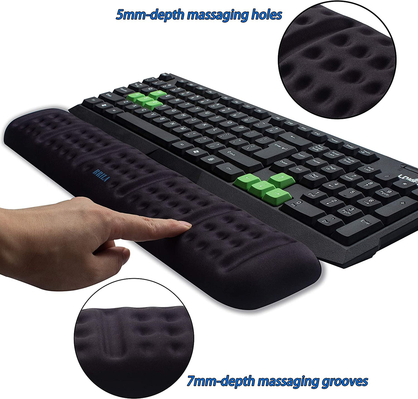 BRILA Upgraded Ergonomic Keyboard and Mouse Wrist Rest Support Cushion Pad Set - Comfy Soft Memory Foam Gel Padding & Non-Slip Palm/Hand/Wrist Pain Relief Rest Pad for Office Work, PC Gaming, Laptop