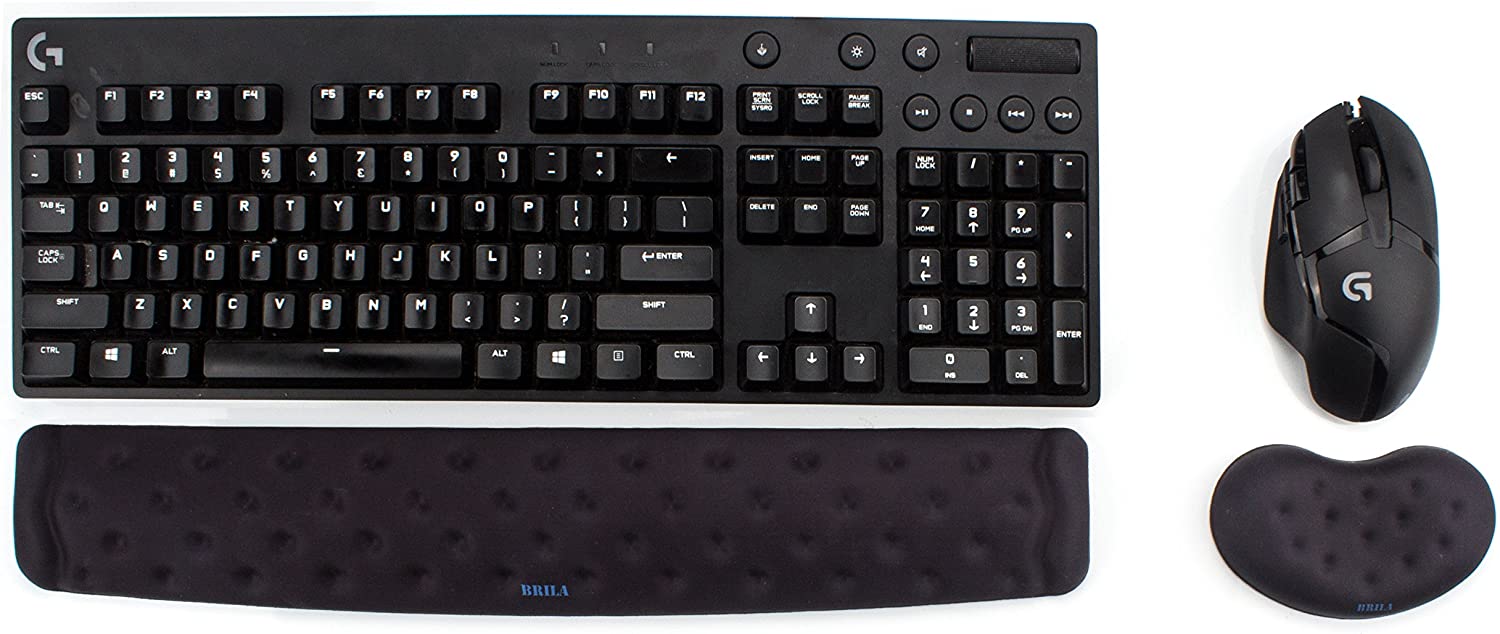 BRILA Memory Foam Mouse & Keyboard Wrist Rest Support Pad Cushion Set