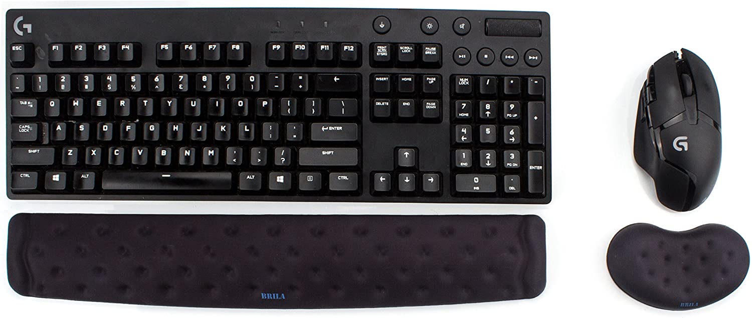 BRILA Memory Foam Ergonomics Mouse & Keyboard Wrist Rest Support