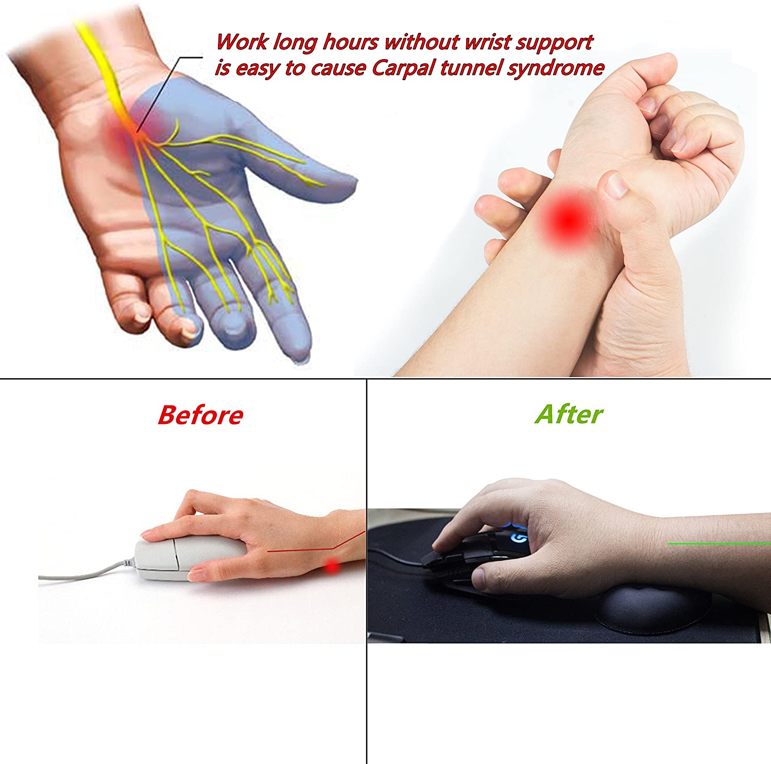 BRILA Ergonomic Memory Foam Mouse Wrist Rest Support Pad Cushion for C