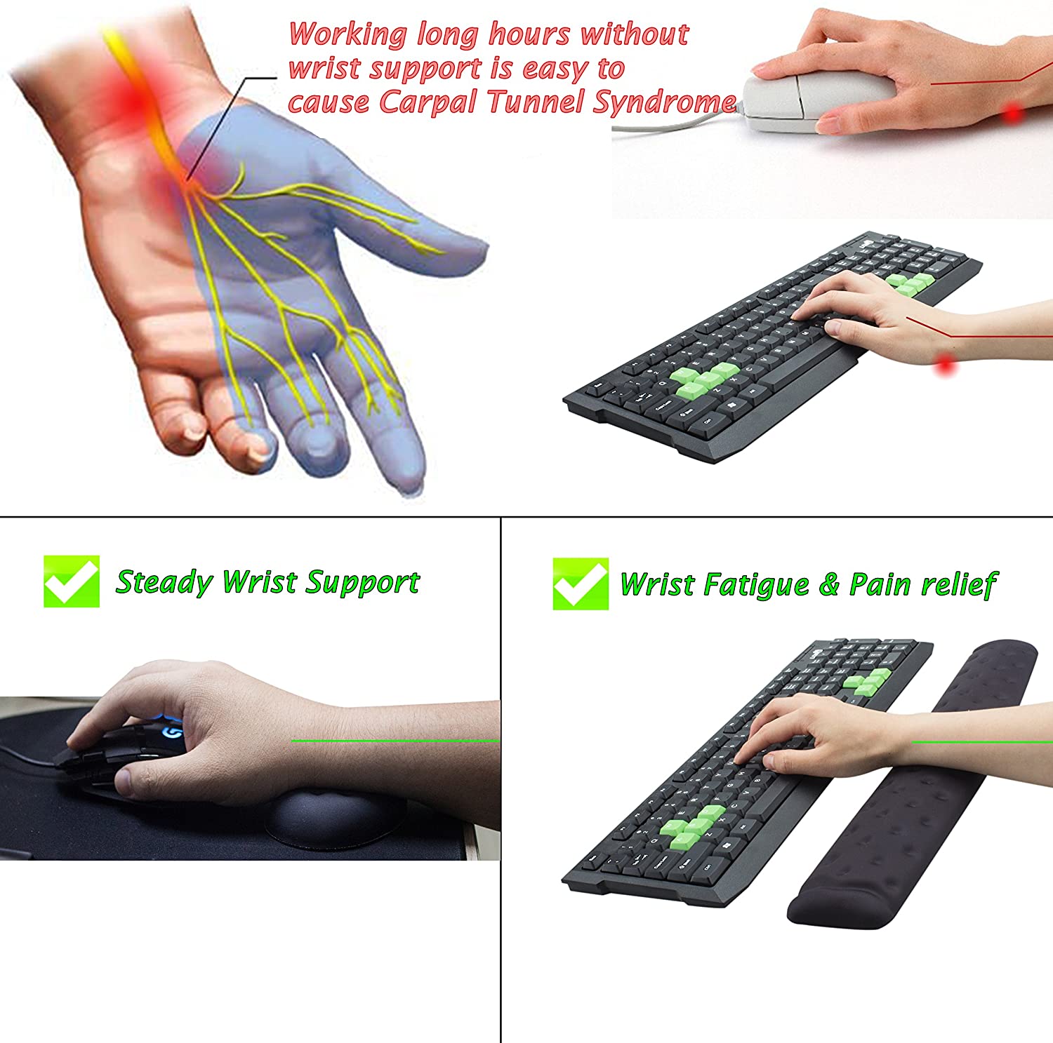 BRILA Memory Foam Mouse & Keyboard Wrist Rest Support Pad